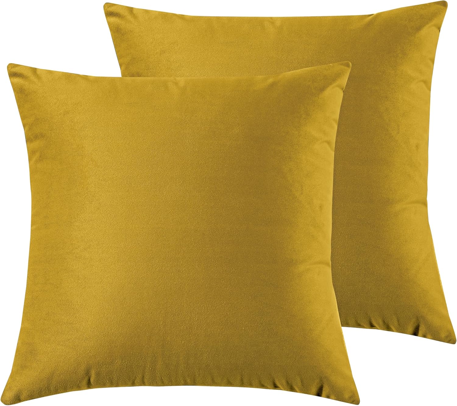 Twin-Pack Velvet Cushion Covers - Soft Microfibre Cushion Covers with Hidden Zipper (Yellow, 65cm*65cm)