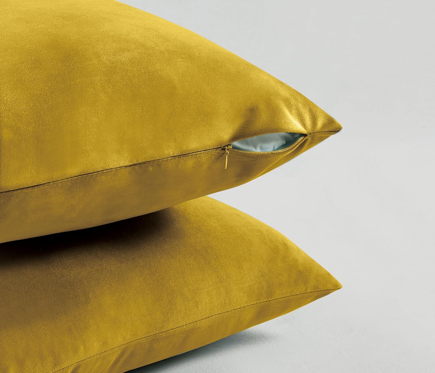 Twin-Pack Velvet Cushion Covers - Soft Microfibre Cushion Covers with Hidden Zipper (Yellow, 65cm*65cm)
