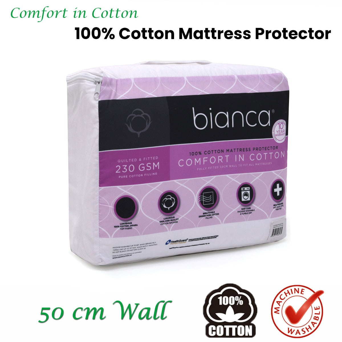Comfort in Cotton Mattress Protector Double