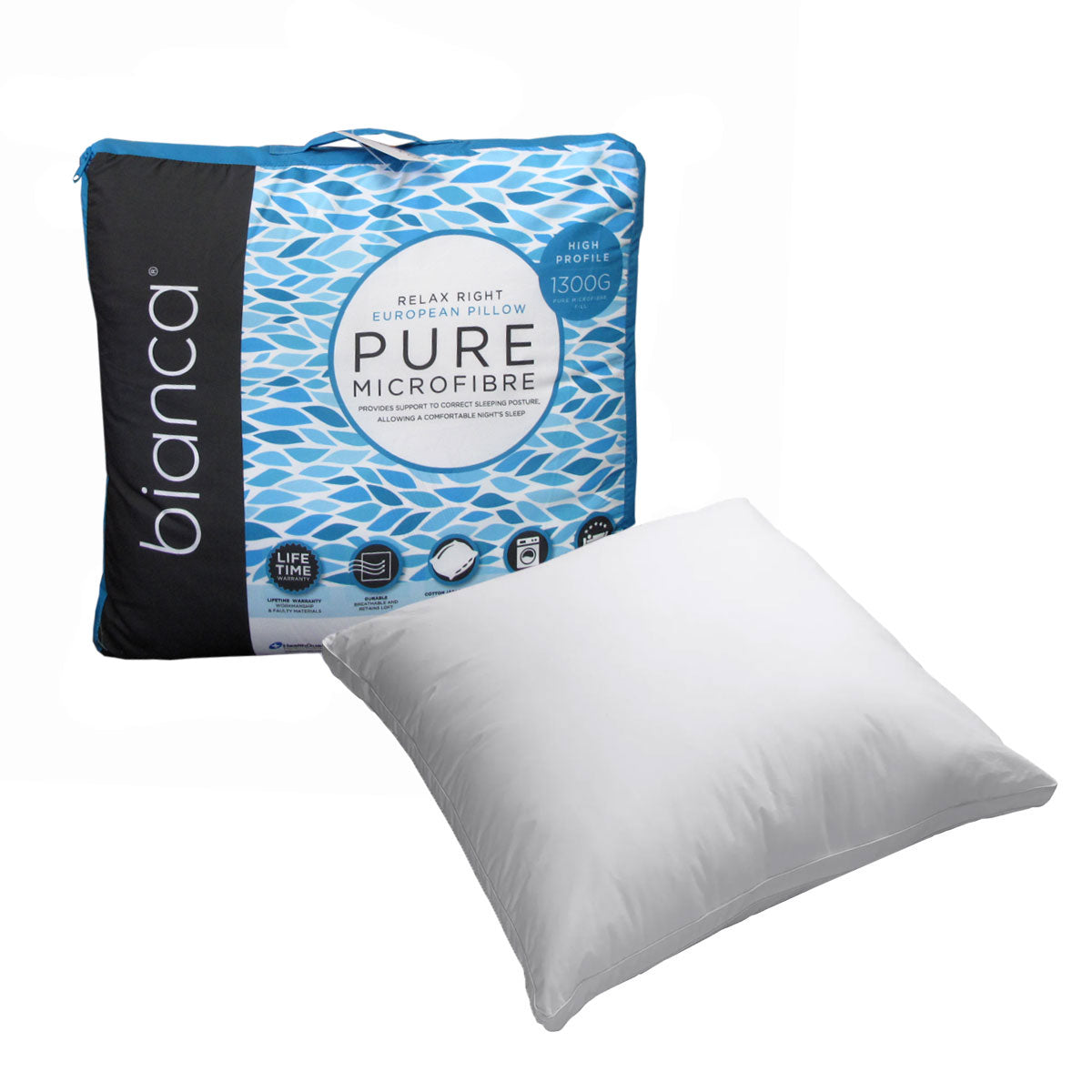 1300g Relax Right Pure Microfiber European Pillow 65 x 65cm