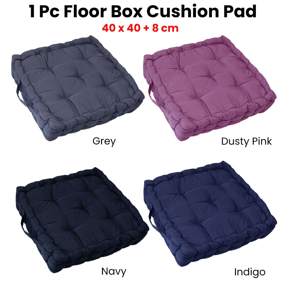 1 Pc Floor Box Cushion Pad 40 x 40+ 8 cm Navy