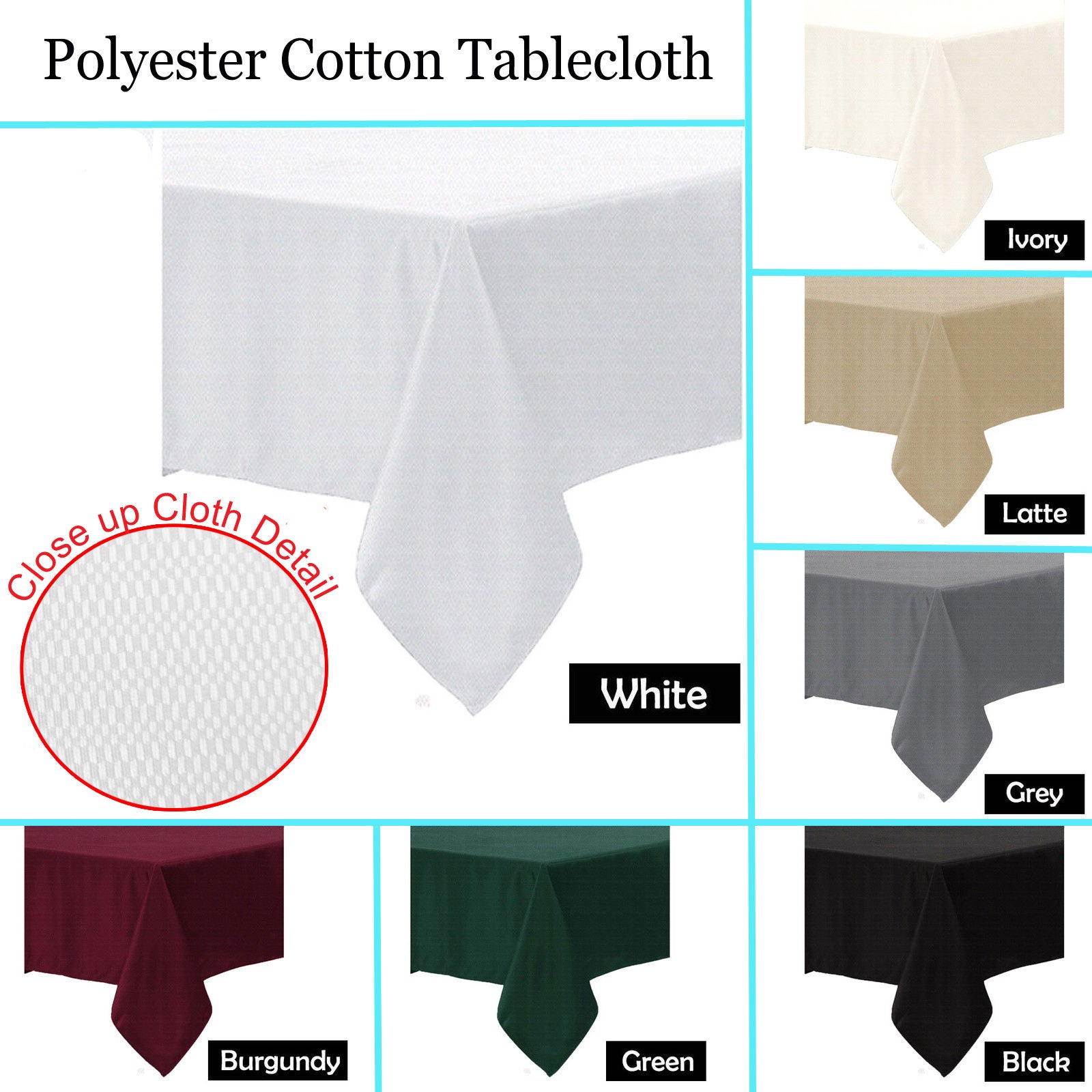 Polyester Cotton Tablecloth Burgundy 180 x 310 cm