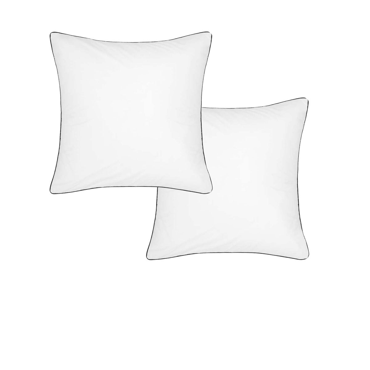 Pair of White/Black Piped Hotel Deluxe Cotton European Pillowcases