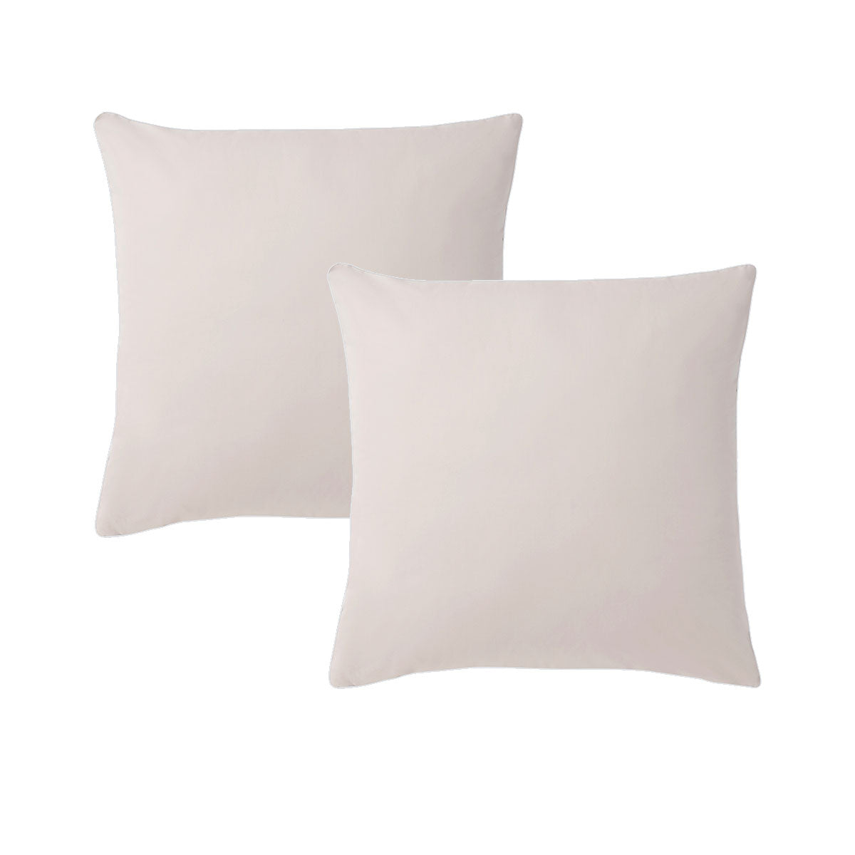 Pair of  White/Natural Piped Hotel Deluxe Cotton European Pillowcases