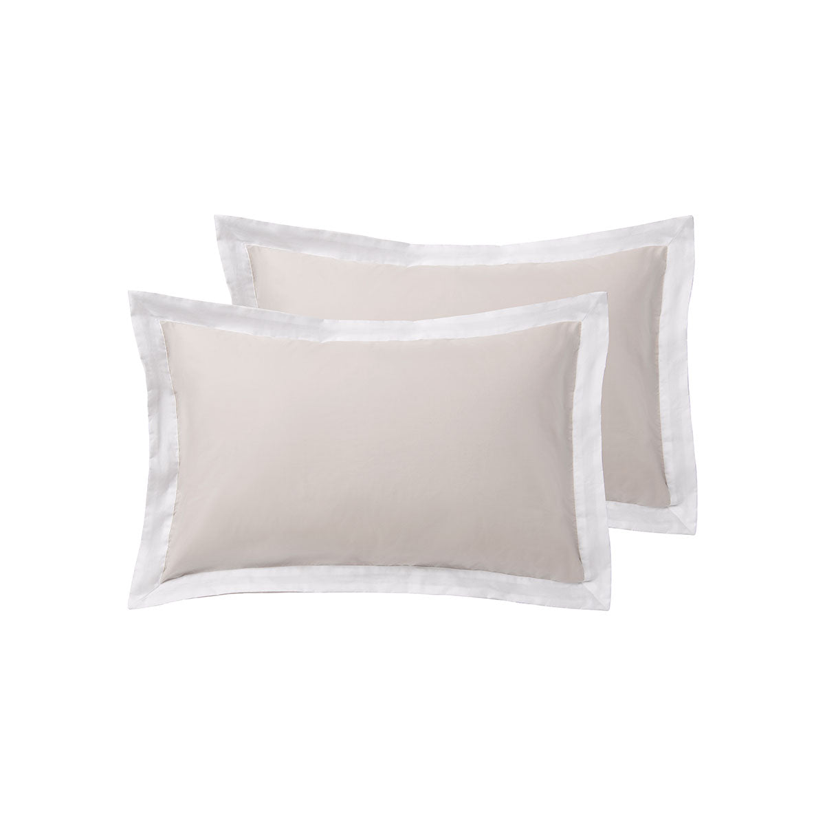 Pair of  White/Natural Tailored Hotel Deluxe Cotton Standard Pillowcases