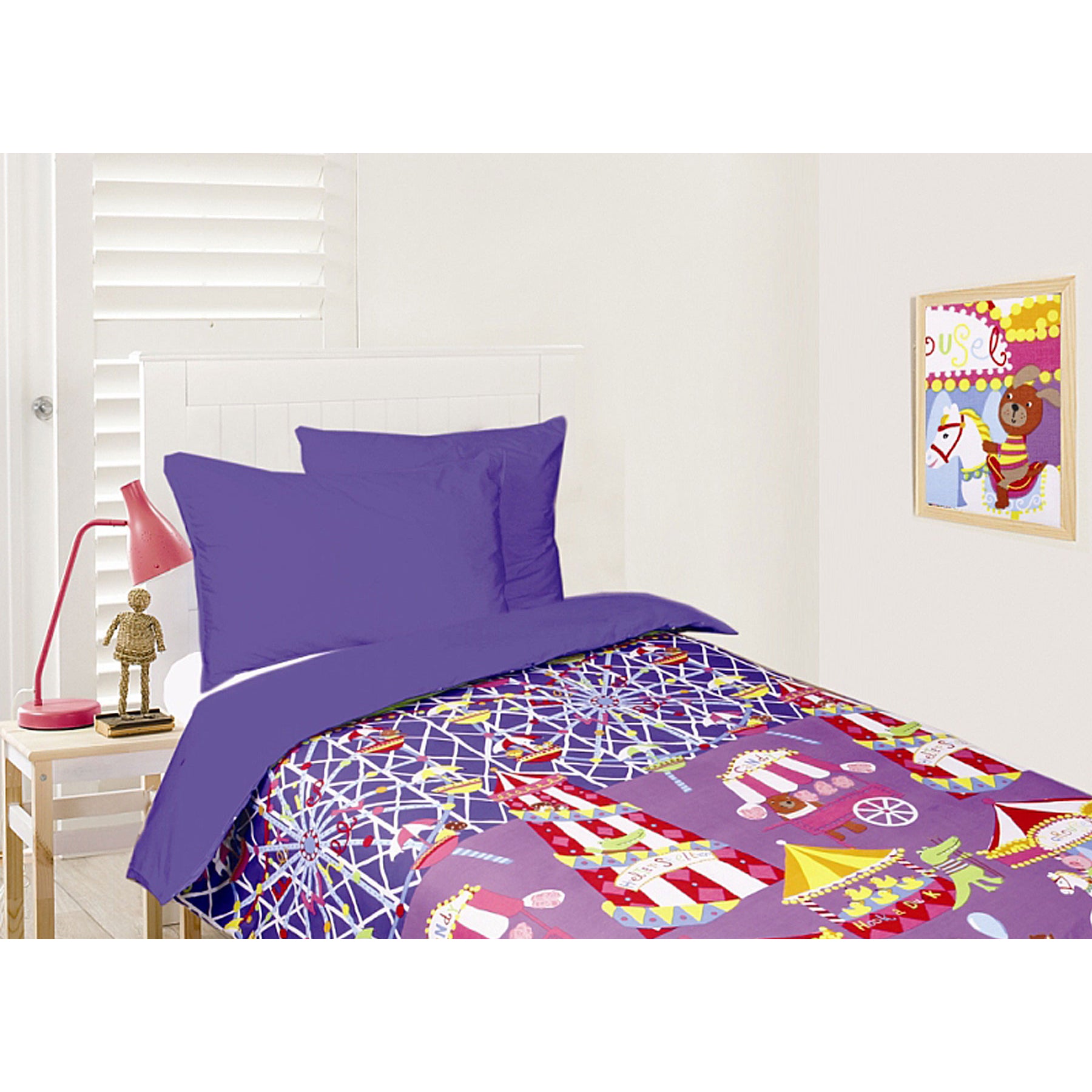 Glow in the Dark Quilt Cover Set Funfair Blue Double