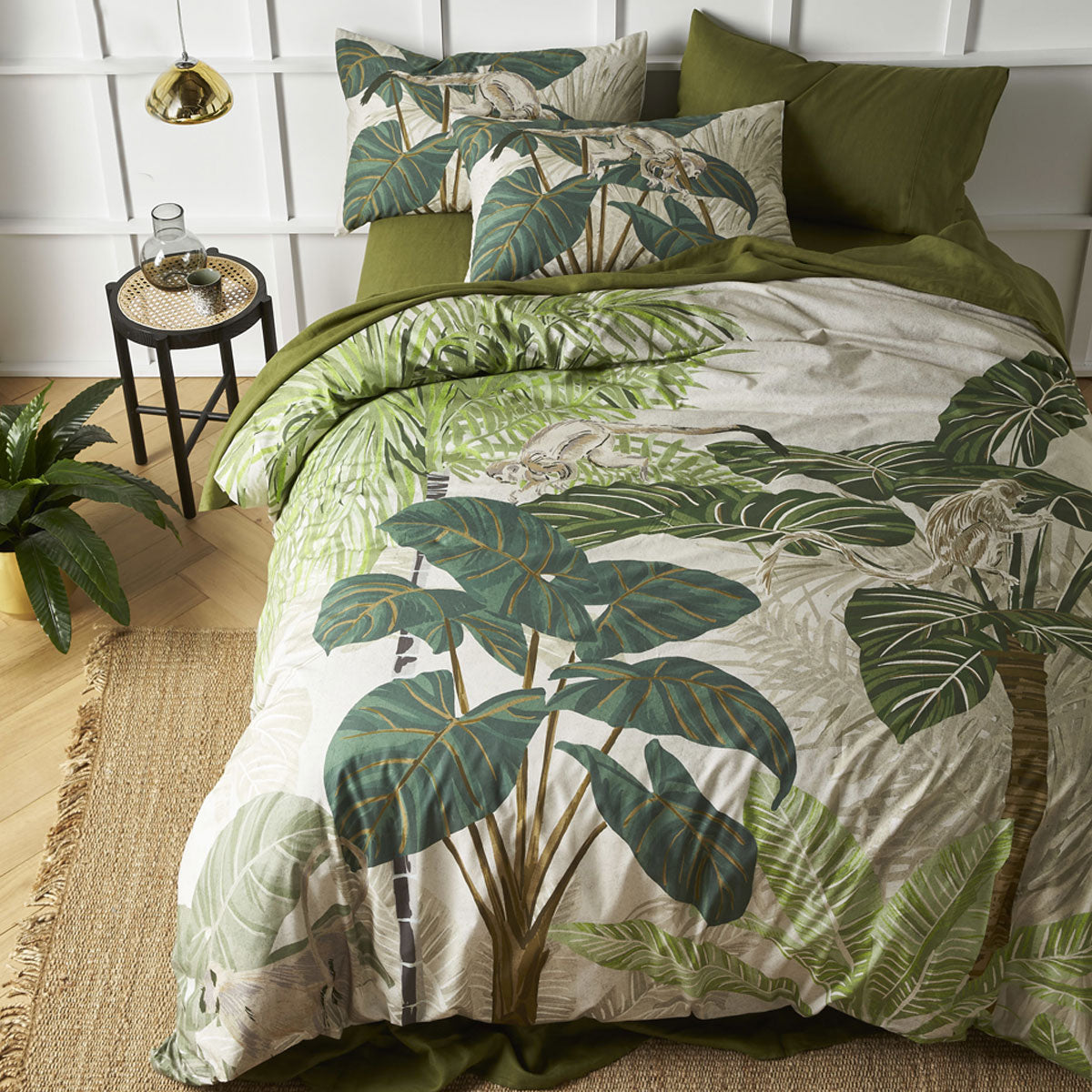 Monkey Palm Cotton Quilt Cover Set Queen