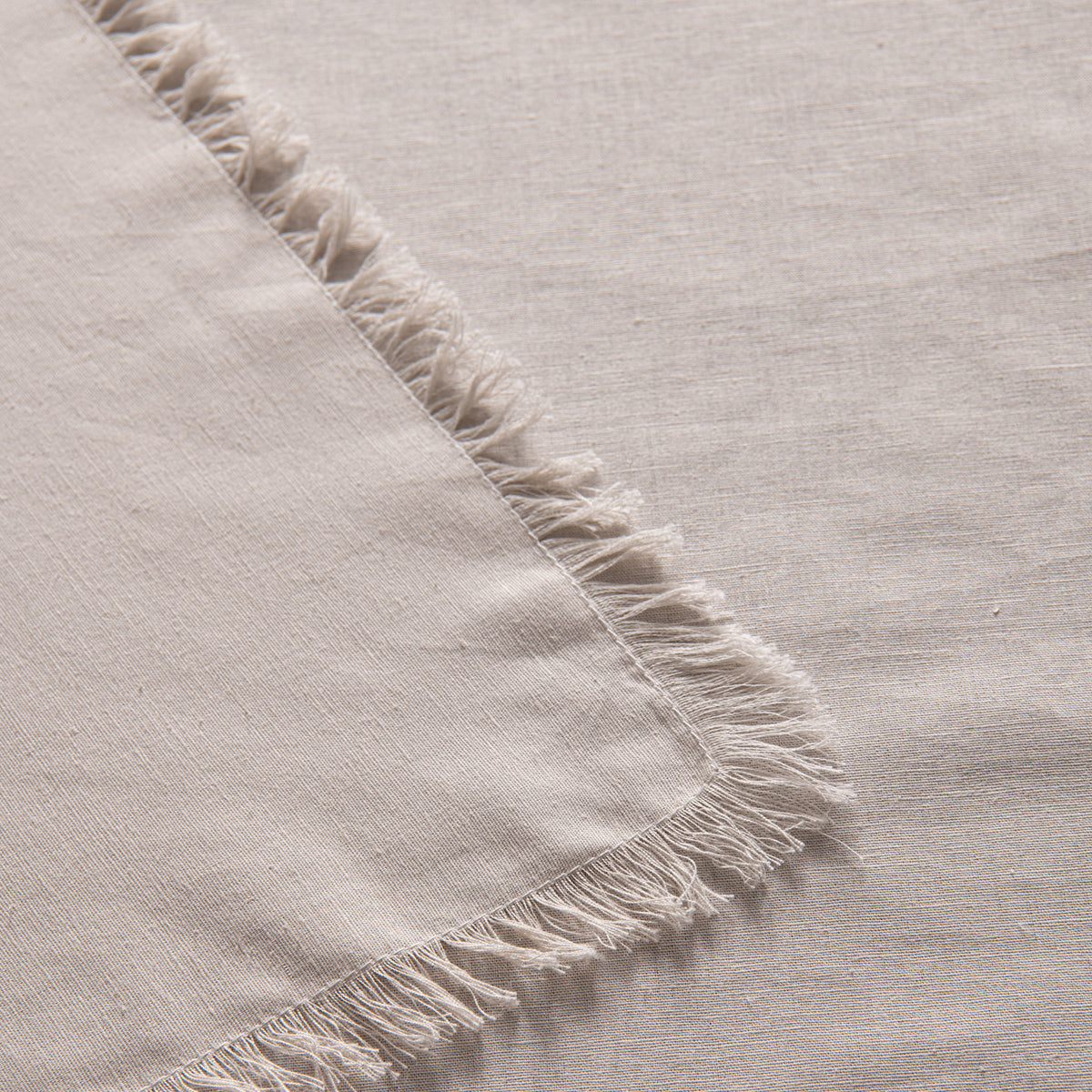 Gypsy Natural Fringed Washed Linen Cotton Tablecloth 150cm x 300cm