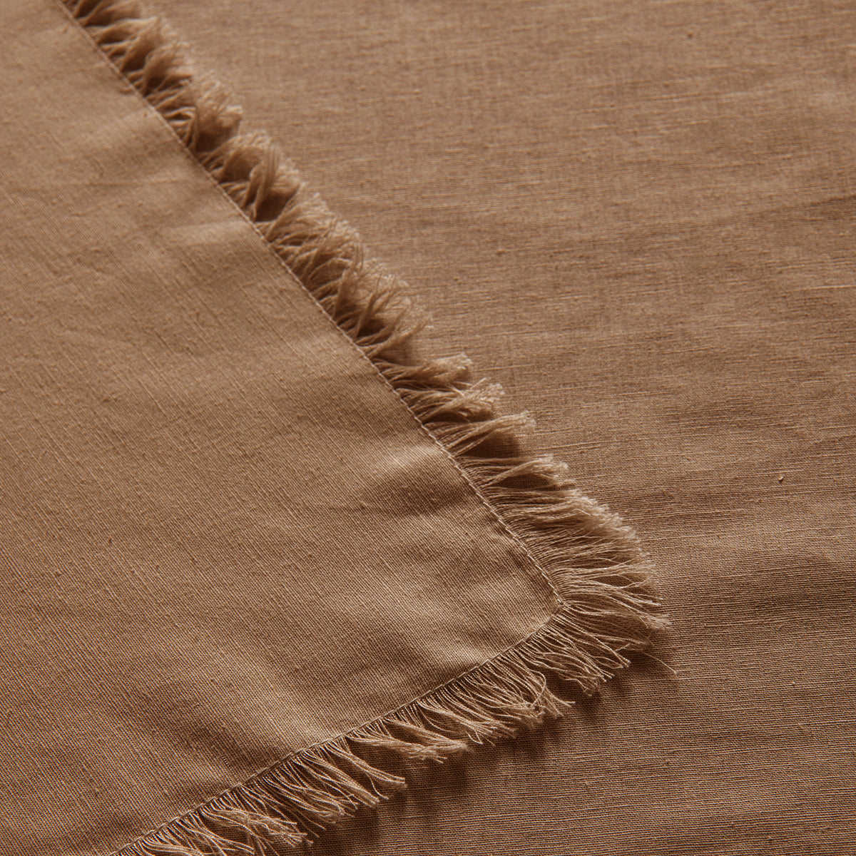Gypsy Terracotta Fringed Washed Linen Cotton Tablecloth 150cm x 300cm