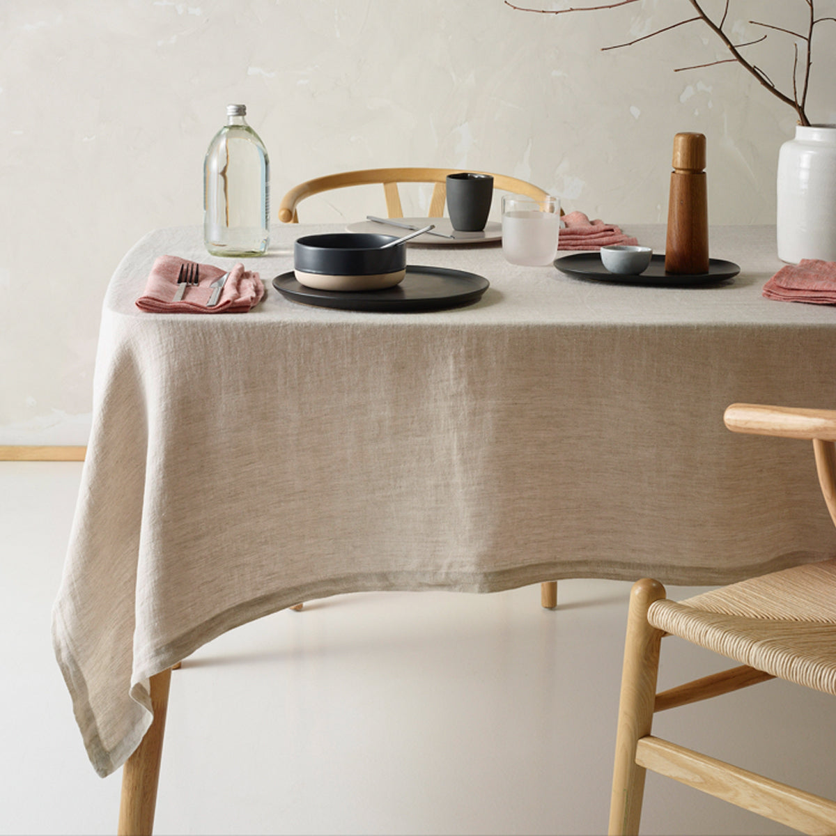 Vintage Design Homewares Helm Natural Washed Linen Cotton Tablecloth 150cm x 275cm