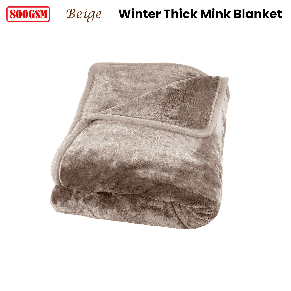 800GSM Luxury Winter Thick Mink Blanket Beige King
