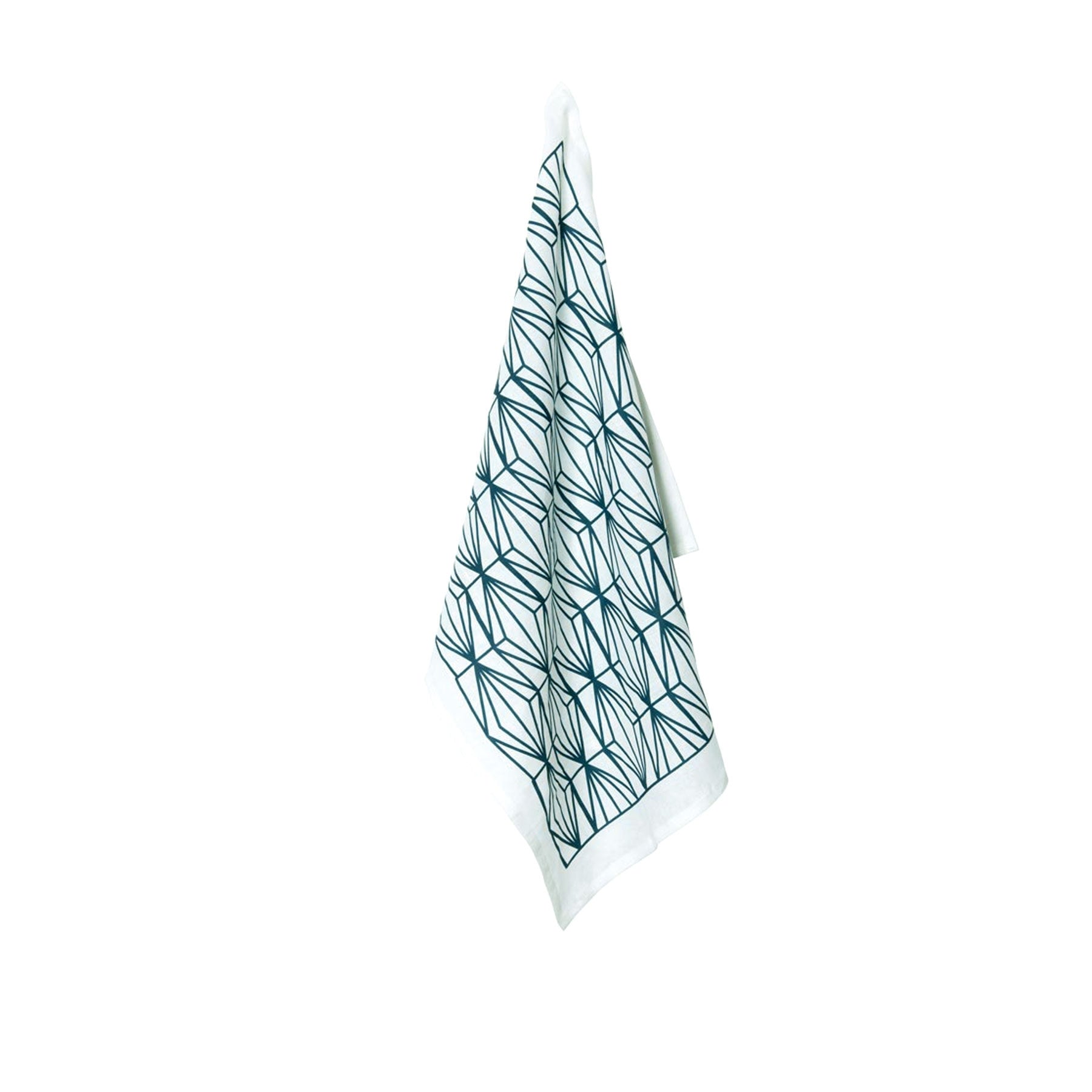 100% Linen Print Tea Towel Zelah Teal