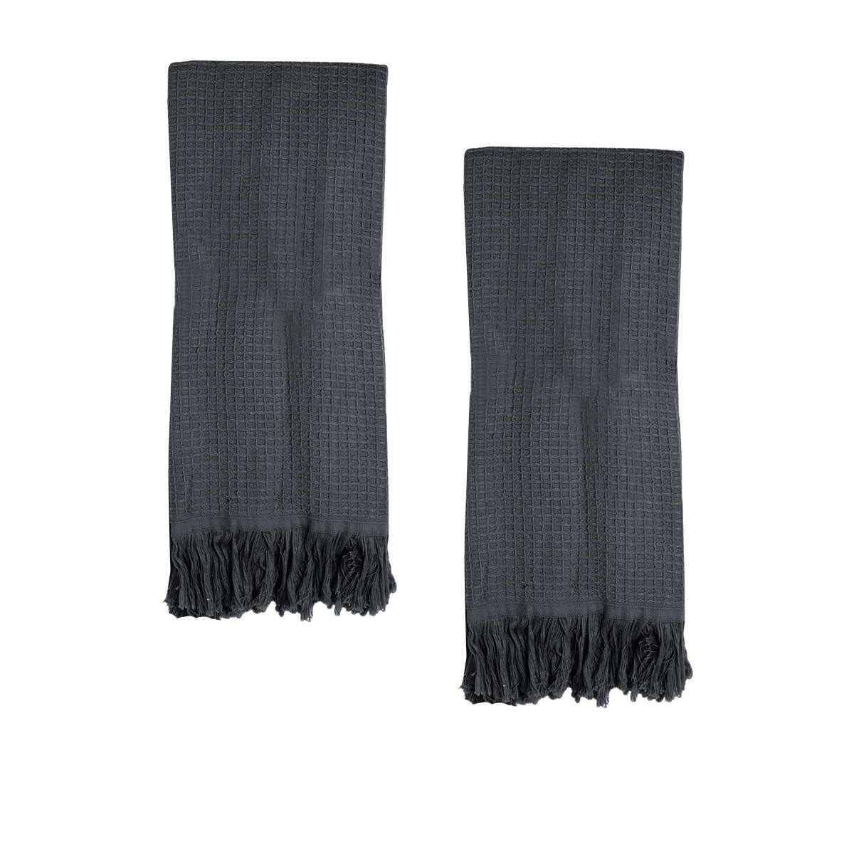 400GSM Camila Set of 2 Cotton Waffle Hand Towels 45 x 65 cm Coal