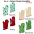 Set of 2 100% Cotton Printed Oven Mitts 34 x 15 cm Green Blossom