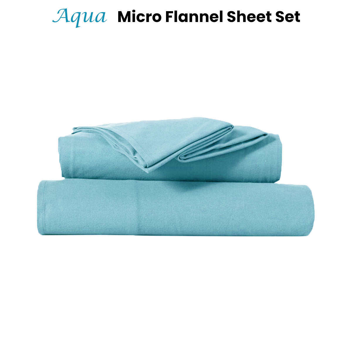 Ultra-Soft Micro Flannel Sheet Set 40 cm Wall Aqua Double