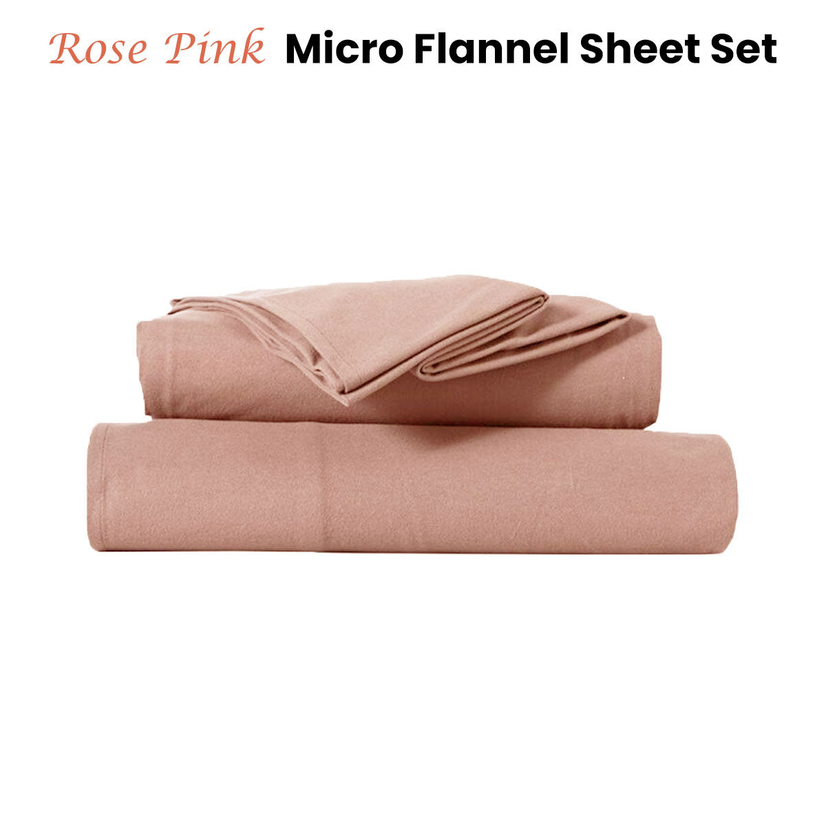 Ultra-Soft Micro Flannel Sheet Set 40 cm Wall Rose Pink King