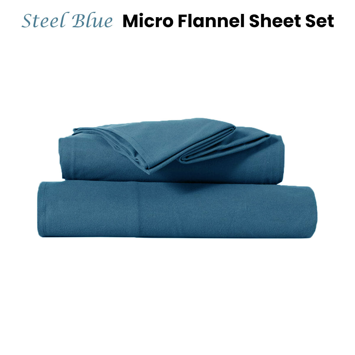 Ultra-Soft Micro Flannel Sheet Set 40 cm Wall Steel Blue Queen