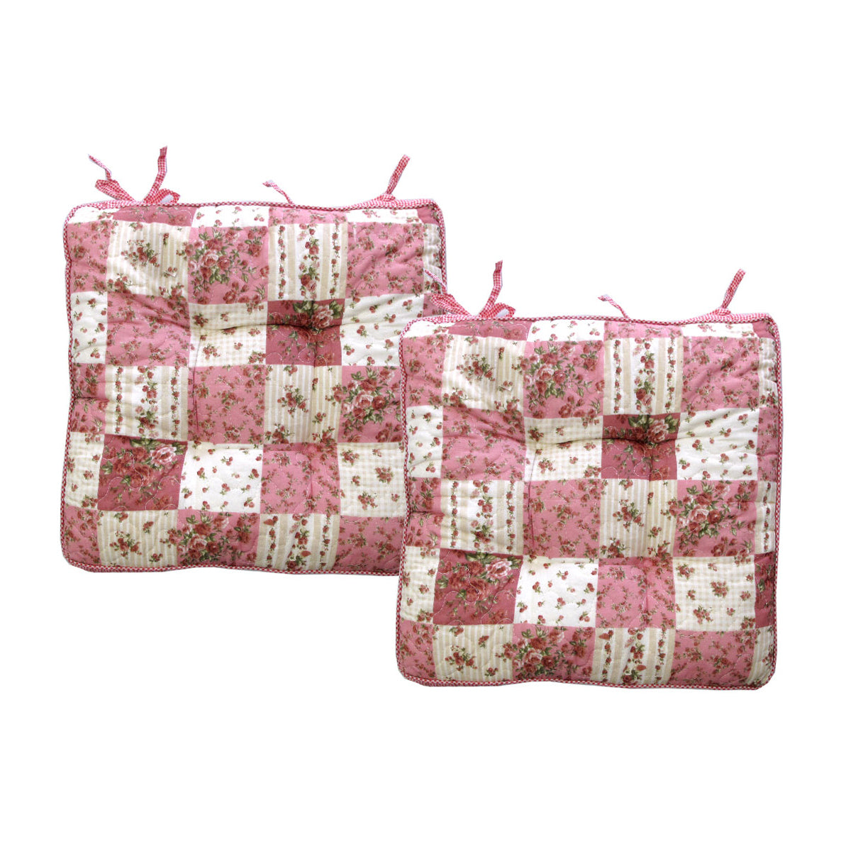 Petal Delights Set of 2 Cotton Chair Pads Mia Pink