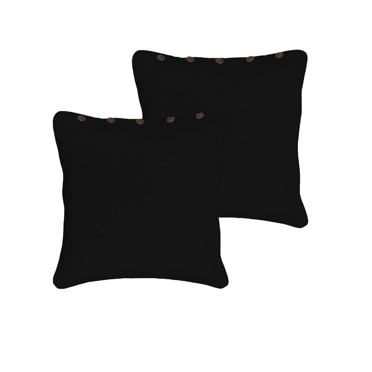 Pair of London Cotton European Pillowcases with Buttons Black