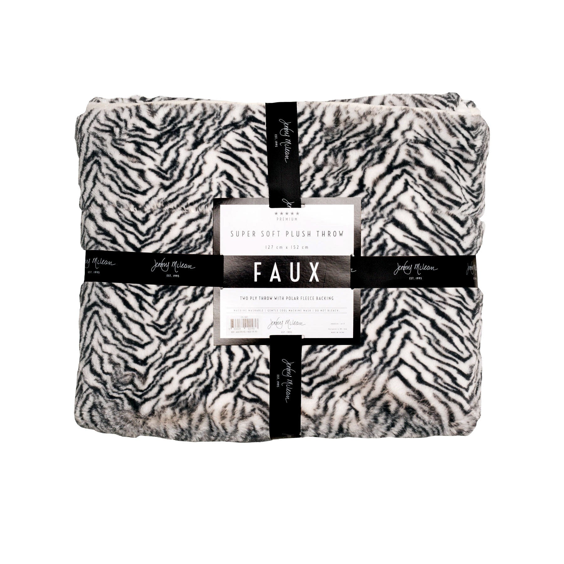 500GSM Cosy Faux Throw 127x152cm - Zebra