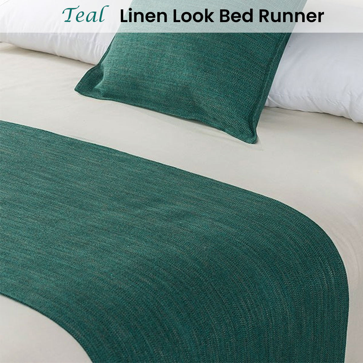 Jason Linen Look Teal Bed Runner King