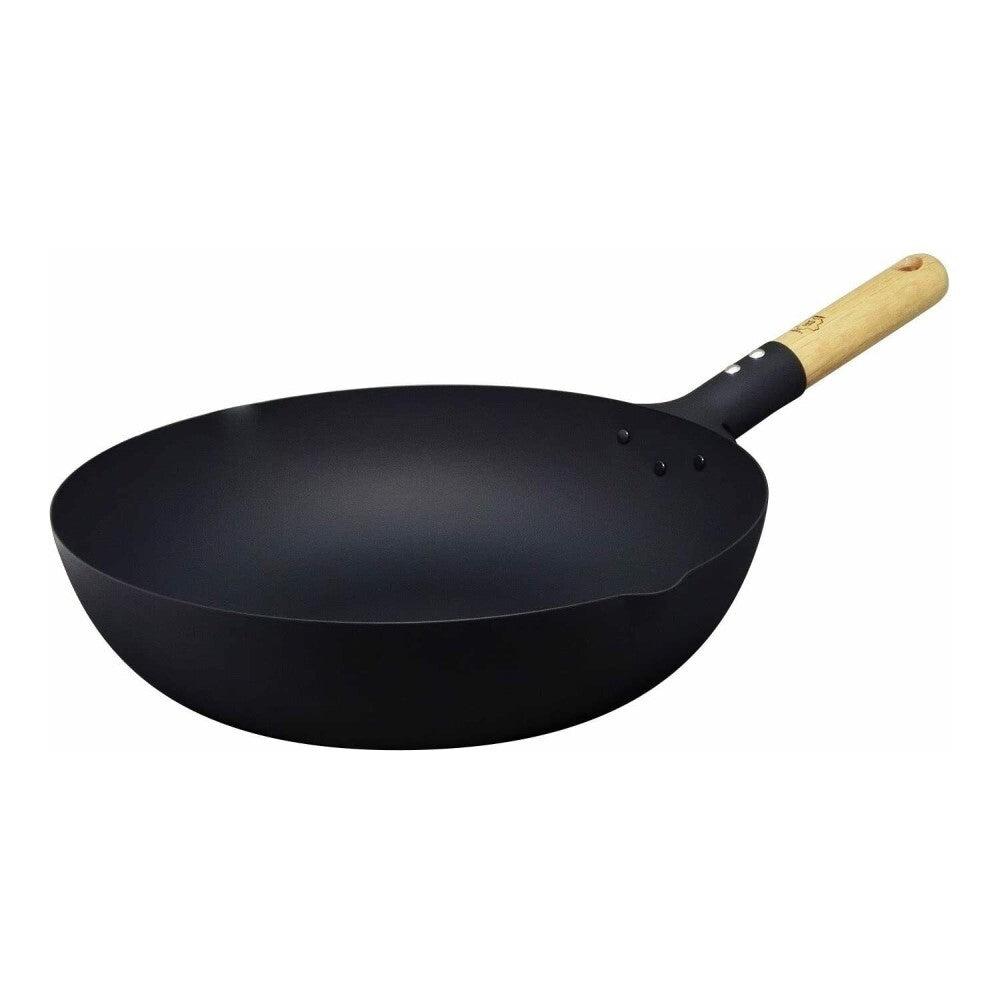 Takumi Premium Magma Plate Cast Iron Wok - Made in Japan - 28cm