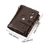 Men's Genuine Leather Wallet RFID Blocking Retro Bifold Zipper Card Holder with Key Chain