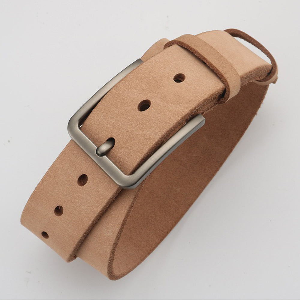 Men's Genuine Leather Belt Full Grain Cowhide Belt with Detachable Buckle (110cm)