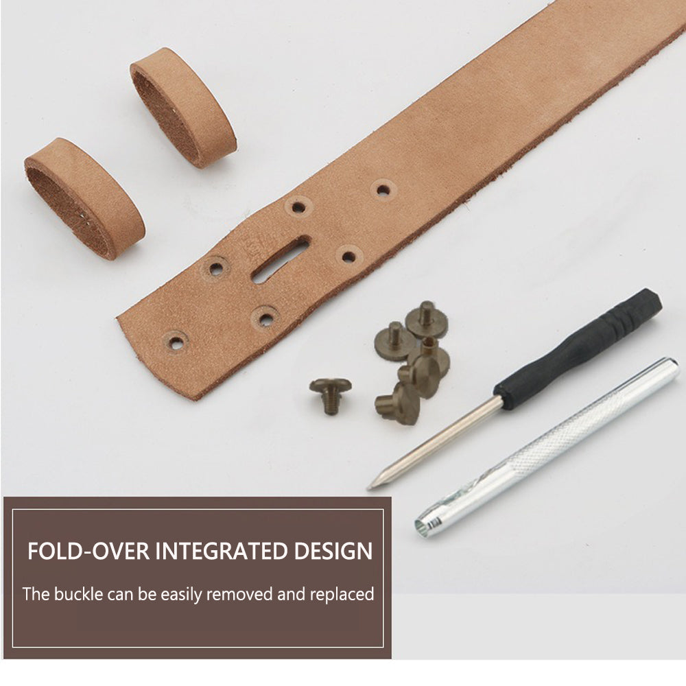 Men's Genuine Leather Belt Full Grain Cowhide Belt with Detachable Buckle (120cm)