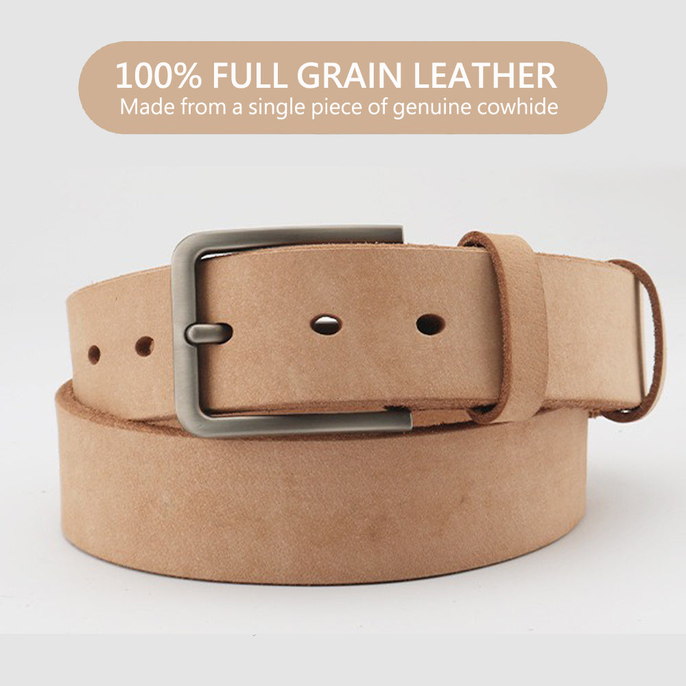 Men's Genuine Leather Belt Full Grain Cowhide Belt with Detachable Buckle (130cm)