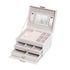 Jewellery Box With Mirror Double Drawers Organizer Storage Lock CaseWhite