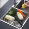 Roll-Up Dish Drying Rack Over Sink Stainless Steel 47x37cm Foldable Drainer
