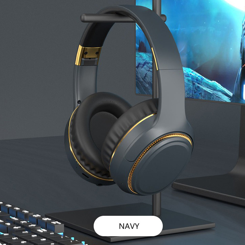 JR H6 Foldable Bluetooth 5.3 Wireless Headphone Over Ear Active Noise Cancelling Deep Bass Headset (Navy Blue)