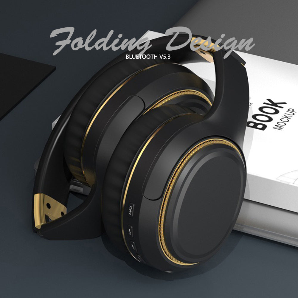 JR H6 Foldable Bluetooth 5.3 Wireless Headphone Over Ear Active Noise Cancelling Deep Bass Headset (Beige)