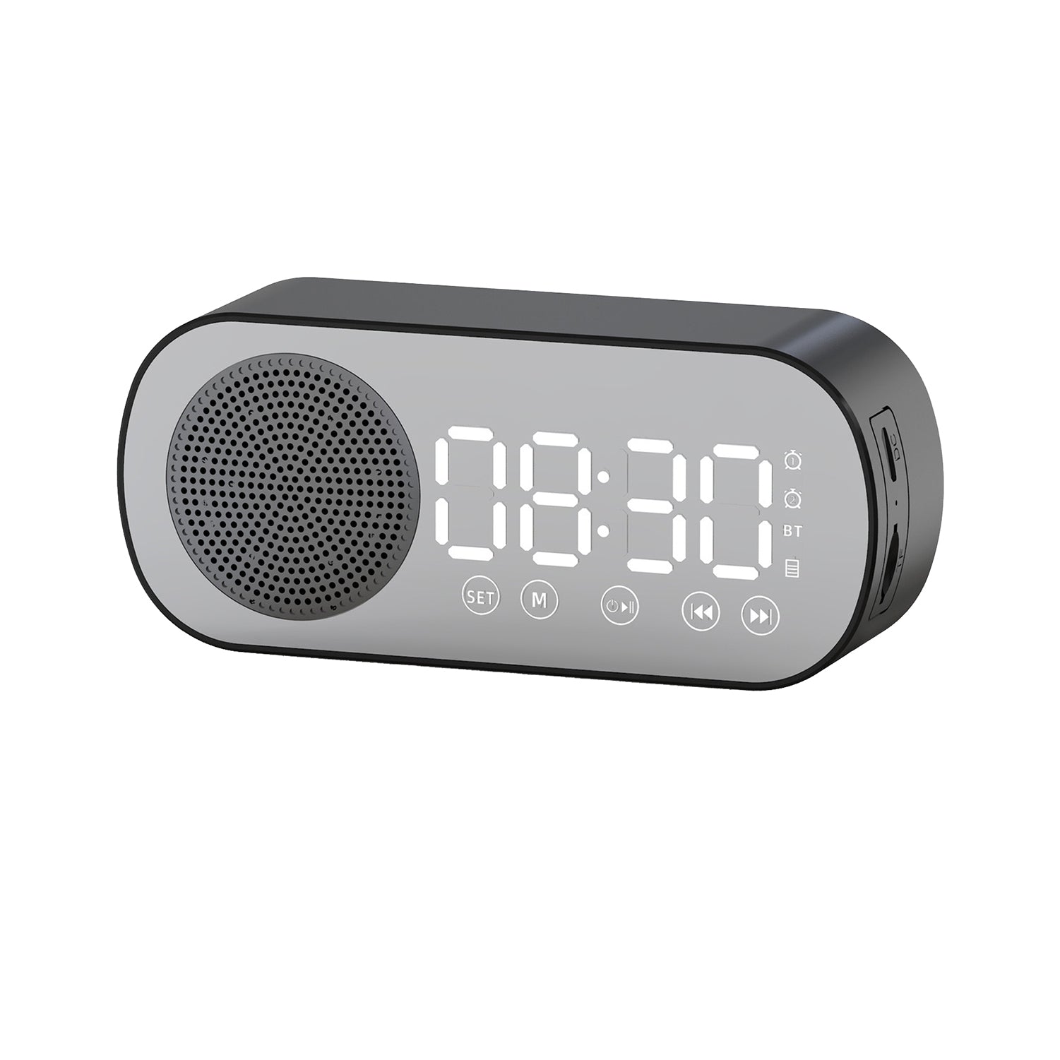 Wireless Bluetooth Speaker Alarm Clock Music Radio Player Timer Hands-Free Calling (Black)