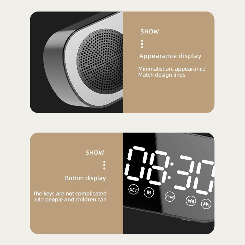 Wireless Bluetooth Speaker Alarm Clock Music Radio Player Timer Hands-Free Calling (Pink)