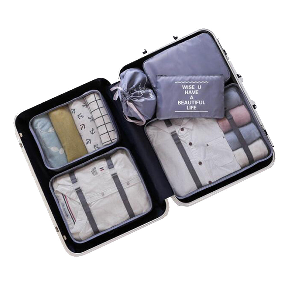 6 Pcs Waterproof Compression Packing Cubes Large Travel Luggage Organizer Storage Pink