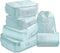 6 Pcs Waterproof Compression Packing Cubes Large Travel Luggage Organizer Storage Light Blue