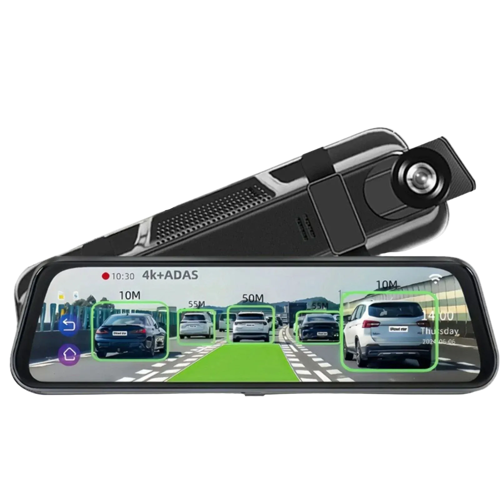 10 Inch 4K Mirror Dash Cam 2K Rear Camera WiFi GPS ADAS BSD 64GB Card