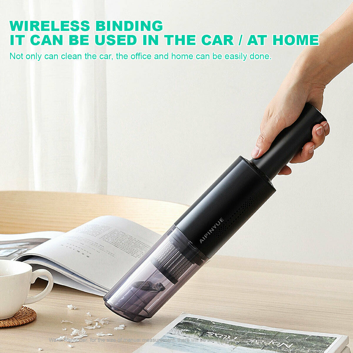 Wireless Charge 6000Pa Suction Powerful Portable Car Vacuum Cleaner Home DusterWhite