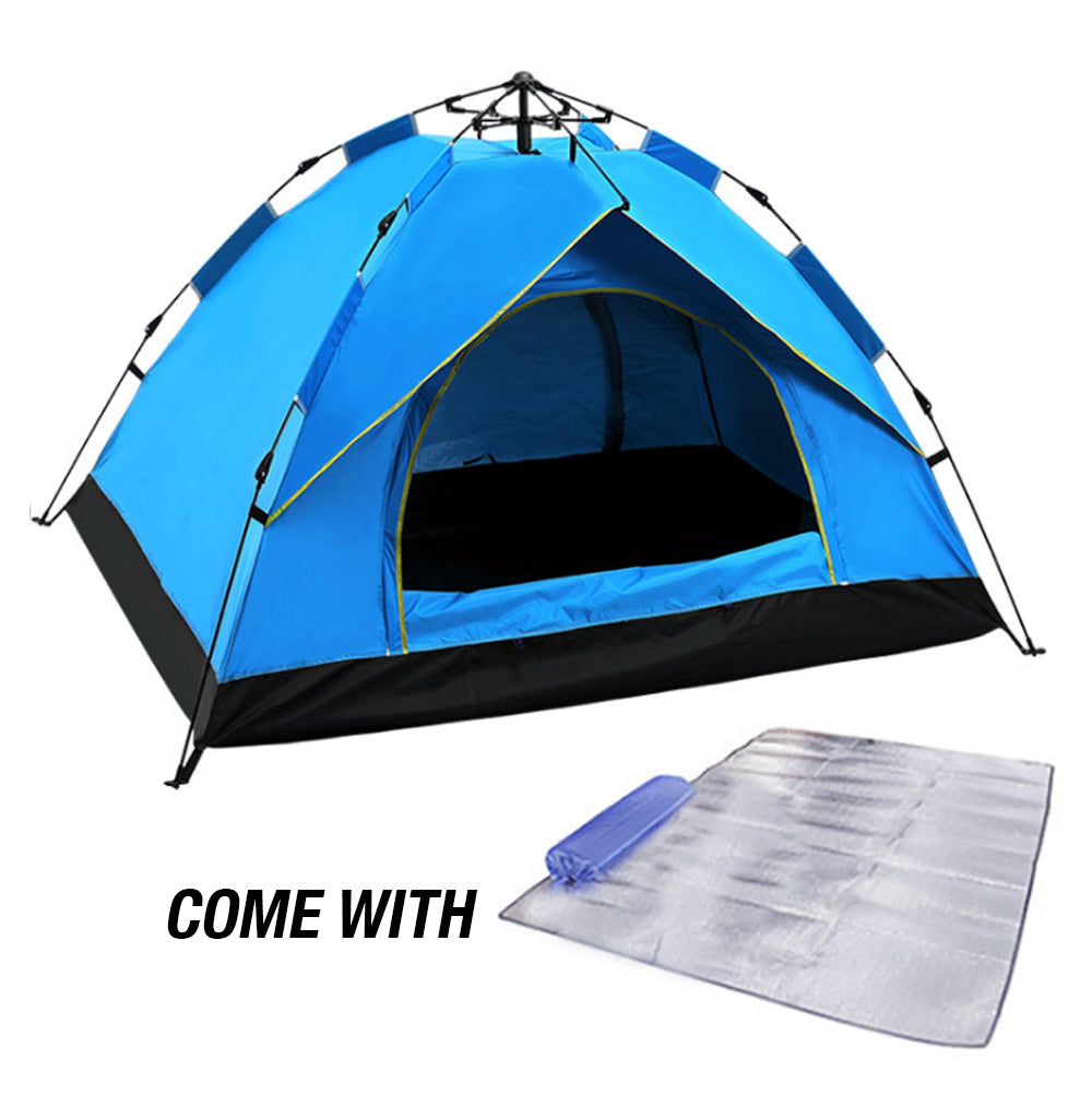 Waterproof Automatic Camping Tent 3-4 Person Come with Moisture Proof PadBlue