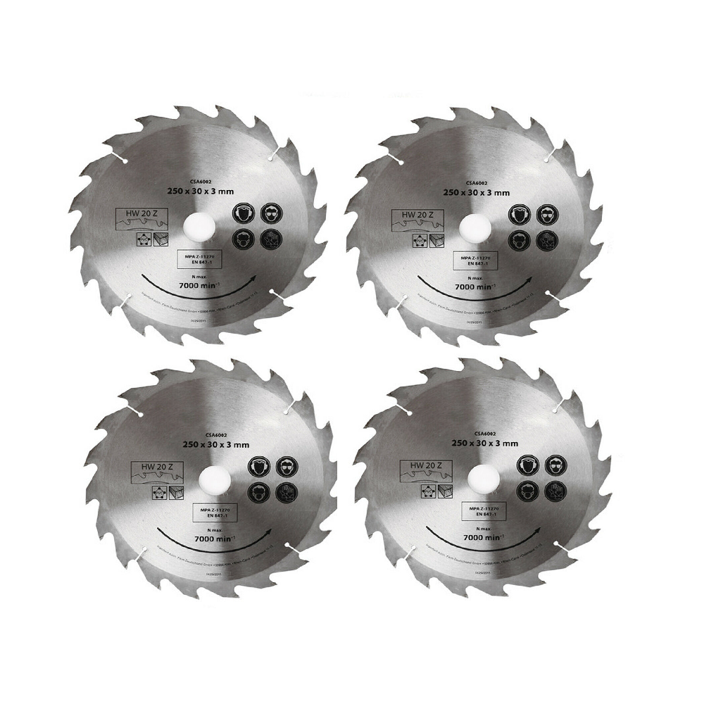 4x 250MM Circular Saw Blade 20T Disc Saw Blade Wood Timber Cutting 30/20/16mm