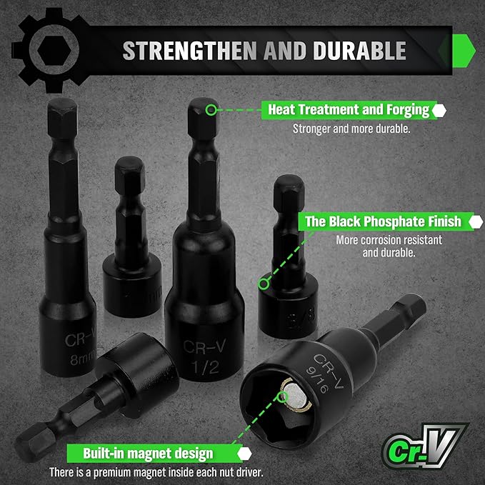 SWANLAKE 39PCS Magnetic Hex Nut Driver Master Kit,1/4