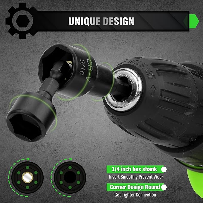 SWANLAKE 39PCS Magnetic Hex Nut Driver Master Kit,1/4