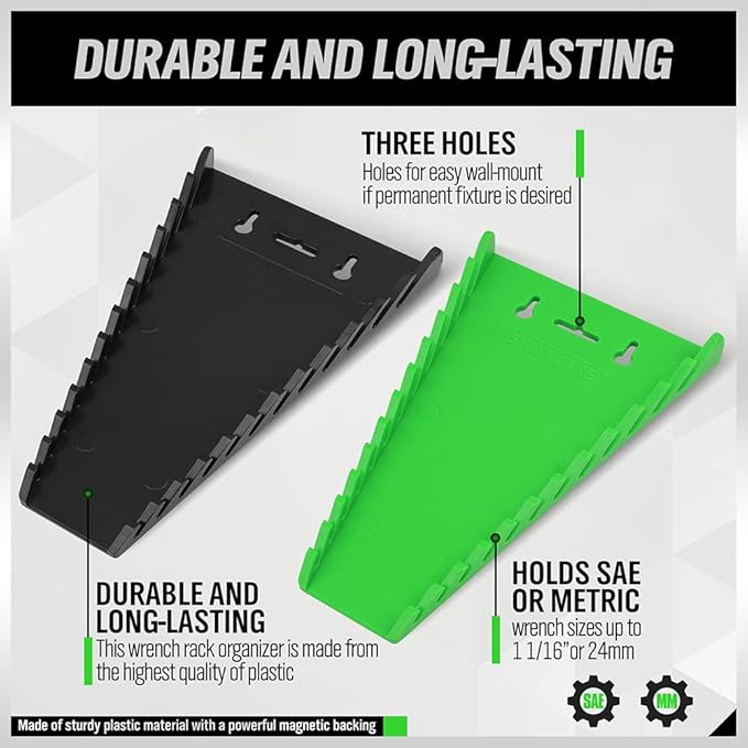 2Pack Magnetic Wrench Organizer wrench rack Tool Trays, Premium Quality Wrench Holder