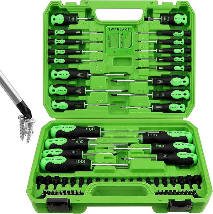 86PCS Magnetic Screwdriver Set,Includes Slotted/Phillips/Torx Mini Precision Screwdriver, Replaceable Screwdriver Bits and nut drivers With Sturdy tool box