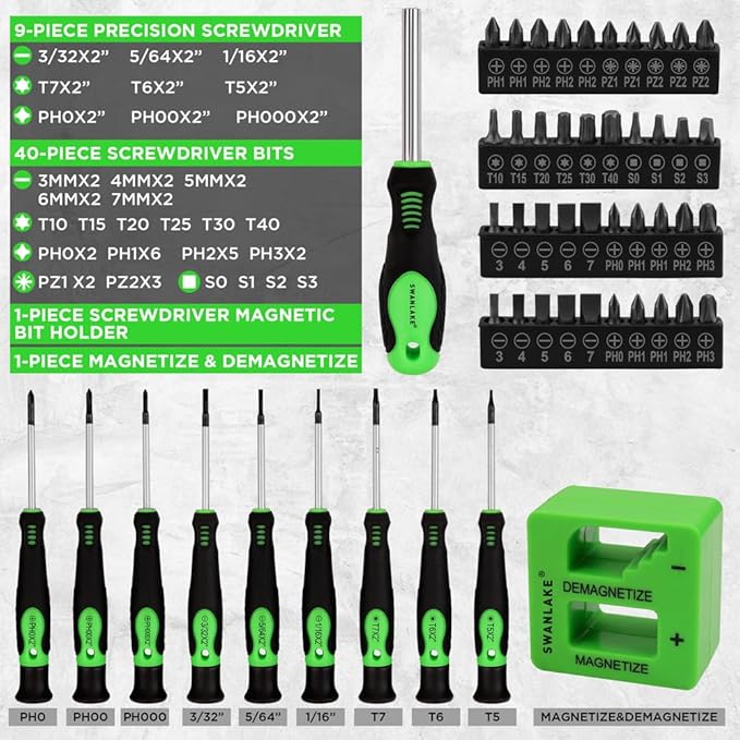 86PCS Magnetic Screwdriver Set,Includes Slotted/Phillips/Torx Mini Precision Screwdriver, Replaceable Screwdriver Bits and nut drivers With Sturdy tool box