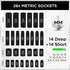 1/4" Drive Impact Socket Set, 56-Piece Standard SAE (5/32 to 9/16 inch) and Metric (4-15mm) Size, 6 Point, Cr-V, 1/4-Inch Drive Ratchet Handle, Drive Extension Bar, Impact Universal Joint