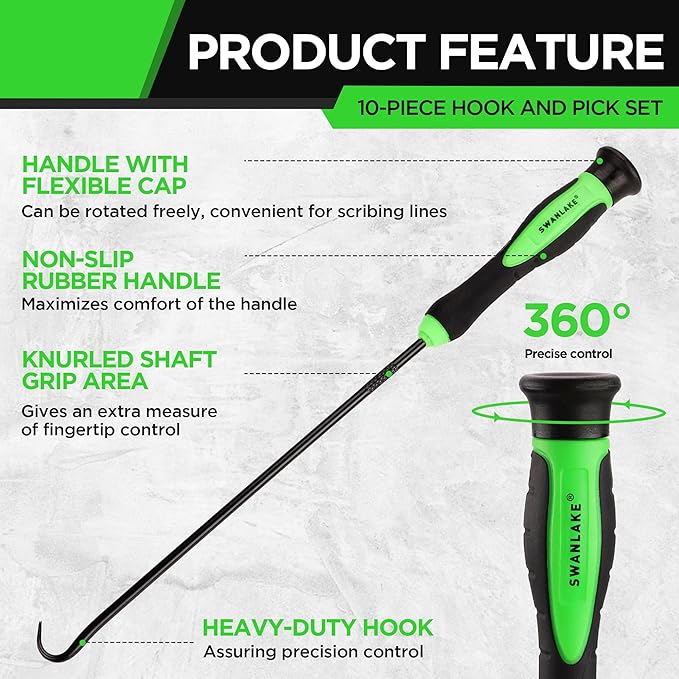 10-Piece Pick and Hook Set, Pick Tool Set for Car Auto Oil Seal/O-Ring Seal Gasket Pick Mini Hooks Puller Remover