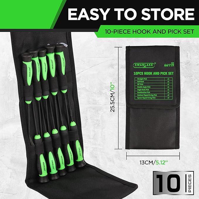 10-Piece Pick and Hook Set, Pick Tool Set for Car Auto Oil Seal/O-Ring Seal Gasket Pick Mini Hooks Puller Remover